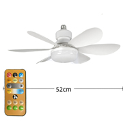 Ventilateur intelligent intégré à LED E27, moteur DC, design moderne, télécommande, amovible, intensité réglable, 3 vitesses, 6 pales - Meilleures ventes