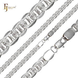 Catene Martellate a Maglia Marinara Rotonda da 7mm FJ Fallon, <span class=keywords><strong>Gioielli</strong></span> alla Moda Placcati in Ottone Dorato 14K - Product Image 3