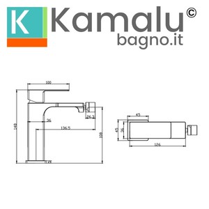 Mezclador de bidé Kamalu NERO, línea cuadrada negra mate, estilo de diseño moderno para aplicación de rociador de bidé de baño - Product Image 2