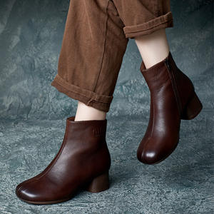 Botas de Invierno Otoño, Estilo Británico, Elegantes, de Piel Vacuna, Punta Redonda, Sin Cordones, con Punta de Acero, Impermeables, hasta la Rodilla - Product Image 1