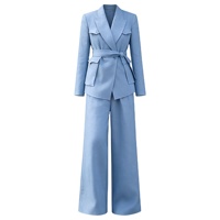 Ensemble deux pièces élégant pour femme, style Old Money, vert, taille XL, printemps-automne, en lin peigné, pantalon ample à jambes larges, idéal pour le bureau