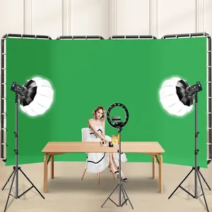 Soporte de Fondo 240CMx400CM Pintado con Spray Verde, Marco de Fondo para Fotografía con Clip para Pantalla Verde, para Grabación de Video en Vivo y Cambio de Fondo - Product Image 5