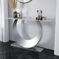 Console d'entrée de luxe, style italien, bureau en pierre de quartz, table étroite créative à poser au mur, entrée moderne et minimaliste