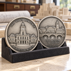 Moneda Conmemorativa Personalizada de Plata Antigua para Museo de Arquitectura, Moneda de Desafío Coleccionable con Monumento Urbano, OEM ODM - Product Image 1