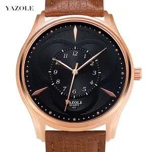 yazole 423 classy personalized men timepiece best PU leather band Water proof analog display vintage Casual watch factory