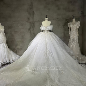 Robe de mariée Jancember Wx102 style princesse coréenne, jupe bouffante, coupe ajustée, ornée de diamants brillants, pour mariées élégantes - Product Image 4