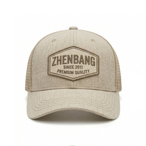 Gorra Trucker de Lino Bordada Personalizada al por Mayor, Gorra Trucker Lisa de 6 Paneles con Cierre a Presión para Exteriores - Product Image 2