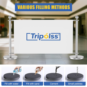 حواجز إعلانية عالية الجودة من الفولاذ المقاوم للصدأ، أعمدة تحكم بالحشود للاستخدام الخارجي، حواجز للمقاهي مع لافتة - Product Image 3