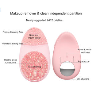 Brosse Nettoyante Électrique Ultrasonique à Marque Blanche, Masseur Facial Chaud, Nettoyant Vibrant en Silicone pour Rajeunissement de la Peau et des Lèvres - Product Image 5