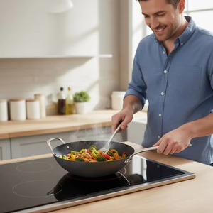 Factory Exclusive Design Seasoned Carbon Steel 14-Inch/35 cm <strong>Wok</strong> Pan Naturally <strong>Non</strong> <strong>Stick</strong> Pans Skillets Induction Compatible - Product Image 5