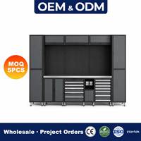 Conjunto de Gabinetes de Garaje con Banco de Trabajo, Cajones de Almacenamiento de Herramientas de Metal Resistente, Panel Perforado y Puertas con Cerradura para Taller y Reparación de Automóviles OEM
