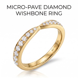 Bague de mariage en diamant incurvé en or jaune 18 carats, pavé de diamants naturels, certifiée IGI, bijoux fins sur mesure pour femmes, fabrication artisanale - Product Image 1