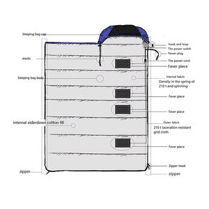 Saco de Dormir Eléctrico Personalizado con Calefacción USB, Relleno de Plumón, Resistente al Viento, Cálido para Clima Frío - Product Image 3