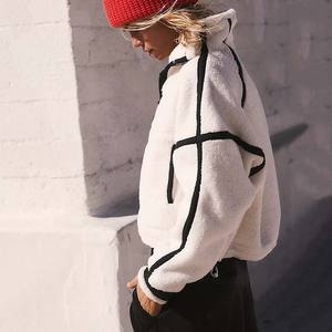 Media cremallera Stand Collar Sherpa Fleece Logotipo personalizado Fabricante Crop Tops Chaquetas cálidas a prueba de viento Ropa de mujer de invierno Abrigo de mujer - Product Image 6