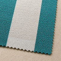 Tissu en Olefine Anti-UV Rayé Turquoise Blanc Lagune 200 g/m² pour Coussins de Chaise de Salle à Manger Textile d'Extérieur Tissé