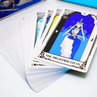 Baraja de cartas de Tarot al por mayor de fábrica superior con guía y caja Original, naipes de impresión de papel de afirmación personalizados
