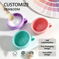 Nettoyeur de pinceaux de maquillage en silicone personnalisé, outil de lavage portable avec bol de nettoyage, laveur manuel d'éponges de beauté pour les voyages et la maison