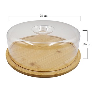 Tagliere Rotondo in Bambù con Coperchio Trasparente, Diametro 28 Cm, per Uso in Cucina - Product Image 2