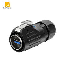 Conector USB Macho-Hembra E-Weichat LP24 USB3.0 IP67 Resistente al Agua con Función de Carga y Transferencia de Datos, Negro