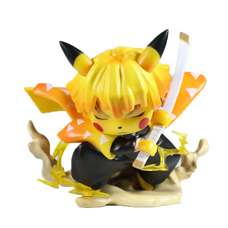 Hot sale demon slayer Agatsuma Zenitsu Cos Pikachu anime pvc action model figure toys action figure