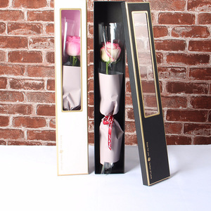 Boîte cadeau carrée personnalisée pour une seule fleur, boîtes à roses pour la Saint-Valentin, emballage pour bouquet de fleurs - Product Image 4