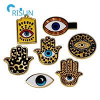 Épinglettes porte-bonheur en émail dur et doux en métal personnalisées en usine épingles à main Hamsa épingles Badges broches personnalisées en émail Hamsa