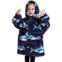Nouvelle couverture à capuche pour enfants surdimensionnée, moderne, en velours imprimé, personnalisable avec un design de dessin animé, à porter comme un sweat-shirt