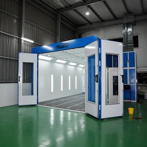 Cabine de peinture automobile RuiBo avec grille de ventilation descendante, portes pliantes au sol et éclairage multi-zones pour peinture de véhicules entiers - Product Image 1