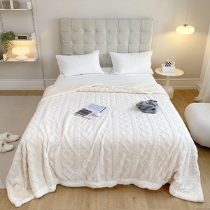 Coperta in pile di agnello Super peluche con Design intrecciato coperta doppia con retro in Sherpa per biancheria da letto invernale - Product Image 5
