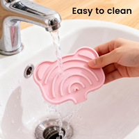 Support de Savon en Silicone en Forme d'Ours Mignon avec Rainures Spirales Auto-Drainantes, Antidérapant, Facile à Nettoyer, Flexible pour Évier de Salle de Bain et Douche