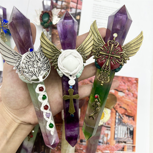 Cetro mágico de cristal natural, piedra curativa, varita de <span class=keywords><strong>bola</strong></span> de cuarzo, cetro de amatista para <span class=keywords><strong>bruja</strong></span> - Product Image 2