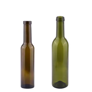 空の繊細な人気ミニ200mlアンティークグリーンヴィンテージワイングラスボトル、ワインまたはオリーブオイル用コルク付き
