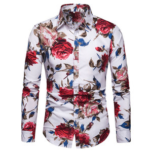 2021 vendita calda camicia morbida e confortevole nuovo stile moda fiore stampato gioventù popolare <span class=keywords><strong>uomo</strong></span> di grandi dimensioni camicia - Product Image 3