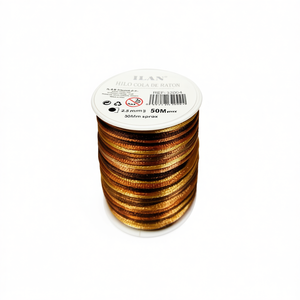 Cordón de Cola de Rata Ilan de 2.5 mm, 50 m, Teñido en Sección en Dorado y Marrón para la Fabricación de Joyas - Product Image 1
