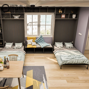 Meubles gain de place, <span class=keywords><strong>lit</strong></span> mural pliable en bois, <span class=keywords><strong>lit</strong></span> <span class=keywords><strong>escamotable</strong></span> pivotant, <span class=keywords><strong>mécanisme</strong></span> de <span class=keywords><strong>lit</strong></span> Murphy avec panneau de particules en bois - Product Image 3