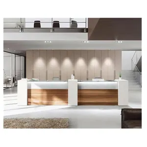 Modern white stone solid surface hotel office front desk reception counter