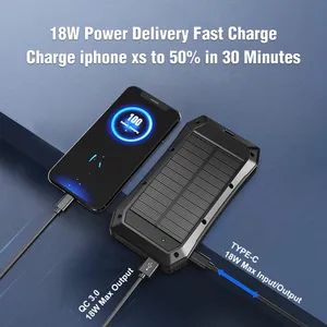 Type-C USB Portable Wireless Charging Mini Wireless Solar Power Bank 10000Mah