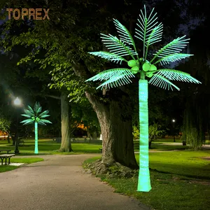 Toprex pohon kelapa Led luar ruangan, hiasan pohon palem buatan taman besar tahan air