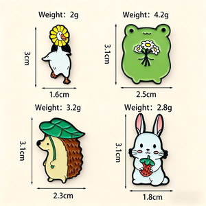 Broches Métalliques Personnalisées Animaux Mignons de <span class=keywords><strong>Dessin</strong></span> Animé - Badges en Alliage Ourson Parapluie & Grenouille Fleur pour <span class=keywords><strong>la</strong></span> Mode et les Cadeaux - Product Image 2