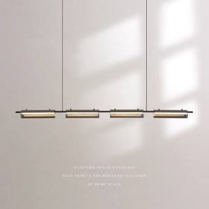 High-End Designer Single-Line French Italian Luxury Dining Table Lamp All-Copper Long Strip <b>Chandelier</b> for Restaurants & Homes - Product Image 3