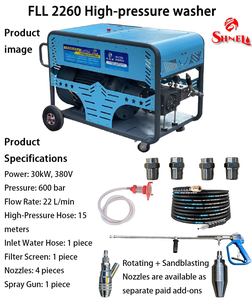 Nueva Hidrolavadora Industrial de 600 Bares, 30 kW, 40 HP |   Hidrolavadora de Alta Presión para Agua Fría, Caudal de 5.81 gpm, con Accesorios Completos - Product Image 6