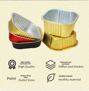 Tazón Cuadrado Pequeño Dorado de 300 ml de Aluminio Desechable para Hornear, Apto para Alimentos, con Tapa de Aluminio y Material PP - Product Image 6
