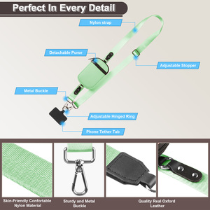 New Arrivals Customized Logo Black Universal Crossbody Cell Phone Lanyard Adjustable Phone Strap With <strong>Detachable</strong> <strong>Patch</strong> - Product Image 2