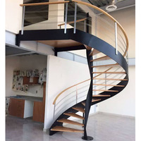 Grandsea Escalier en colimaçon en verre commercial facile à installer Escalier en bois Échelle hélicoïdale Escaliers pour terrasse extérieure