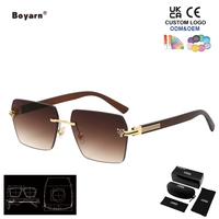 Lunettes de soleil Boyarn pour hommes et femmes, sans monture, en métal, tendance, lunettes de soleil à la mode, lunettes de soleil de créateur pour femmes