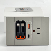 Éxito de Ventas Enchufe Eléctrico de Pared AC de EE. UU. de Montaje en Superficie con 2 Puertos de Carga USB Tipo C y Control de Corriente