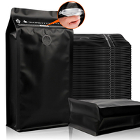 Sacs à café réutilisables avec valve Ziplock en aluminium à haute barrière, fermeture à glissière latérale, fermeture à glissière latérale, 1lb