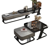 Ensemble de meubles modulaires de salon 2026 de luxe or et blanc : table basse et meuble TV