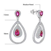 Mode Hochzeit Sterling Silber Rot Korund Cz Schmuck Set, Rubin und Diamant Anhänger und Ohrringe