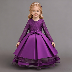 Vestido Formal <span class=keywords><strong>para</strong></span> Niñas, Color Rosa, con Lazo y Perlas en el Cuello, Traje de <span class=keywords><strong>Primera</strong></span> Comunión <span class=keywords><strong>para</strong></span> Bebés, Vestido de Princesa <span class=keywords><strong>para</strong></span> Niñas, Vestido de Dama de Honor <span class=keywords><strong>para</strong></span> Bodas - Product Image 5